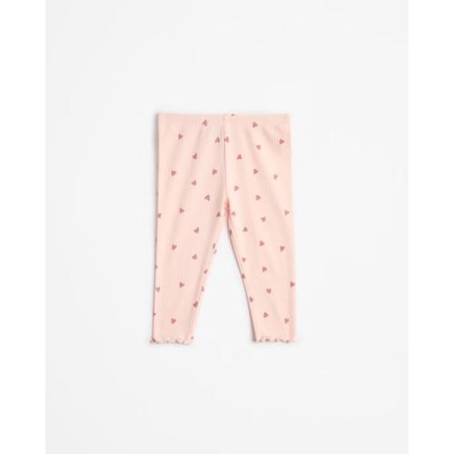 Baby Organic Cotton Rib Leggings - Pink Heart