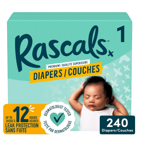 Size 1 - Rascals Premium Absorbent Baby Diapers , Carton, 240 Count - Walmart.ca