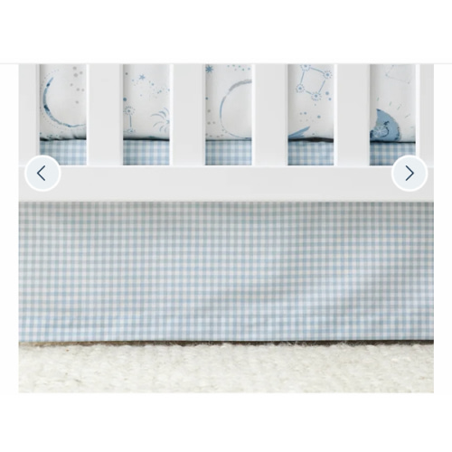 Ditsy Gingham Classic Cool Organic Cotton Percale Tailored Crib Skirt