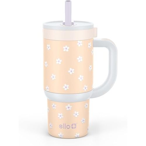 Ello Oasis 14oz Stainless Steel Tumbler - Orange Daisies
