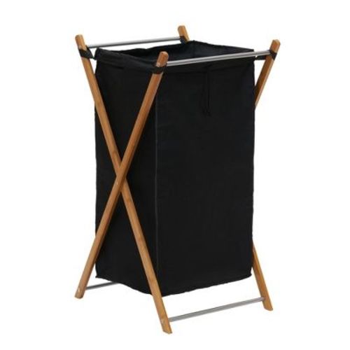 X-Frame Bamboo Hamper, Washable Black Liner and Bamboo Frame, Natural