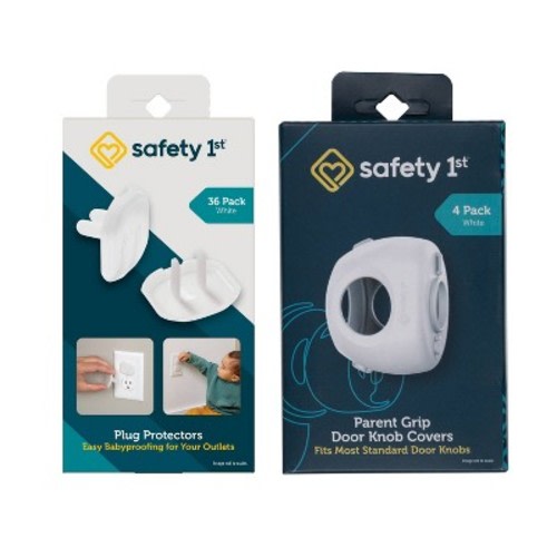 Safety 1st Parent Grip Door Knob Covers 4pk White + Plug Protectors 36pk