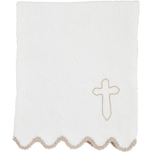 Mud Pie Pink Scallop Chenille Baby Blanket, Girls Blanket, 28 x 34 Inch