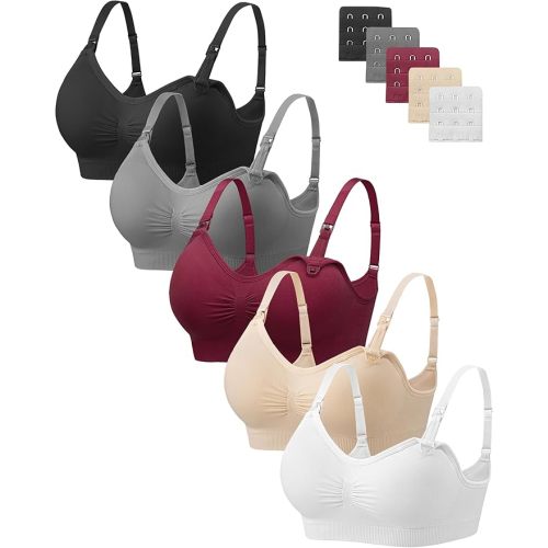 Angelhood Women Nursing Bras for Breastfeeding 5 Pack, Maternity Sleep Bra