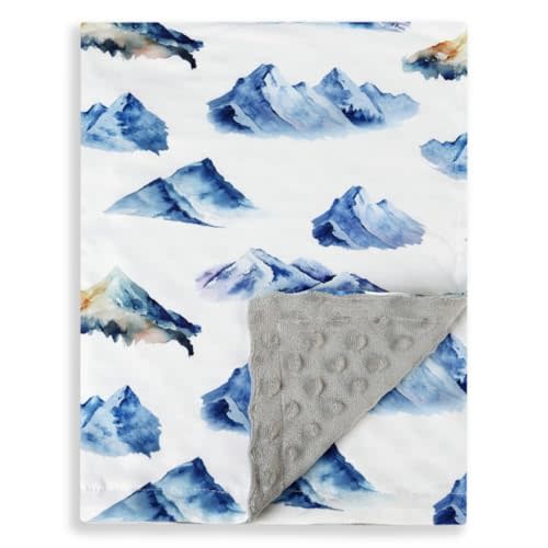 New Born Baby Boy Blanket Double Layer Fuzzy Nursery Toddler Blankets Soft Minky Daycare Baby Boys Blanket with Dotted Backing for Baby Shower Birthday Gift 30 x 40 Inch (Mountain, 1)