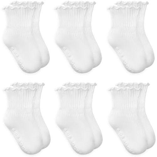 Zando Baby Girl Ruffle Socks with Grippers - Soft Cotton Toddler Frilly Socks for Newborn Infant 0-6 Years