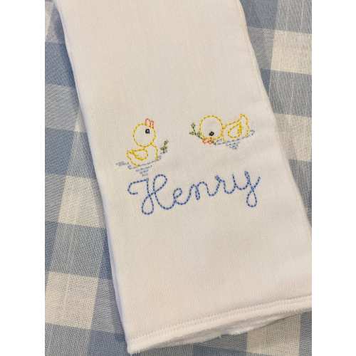 Monogrammed Duck Burp Cloth or Bib