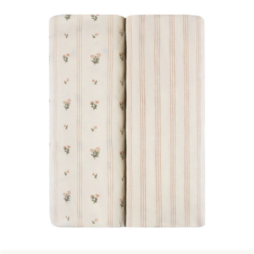 Linear Floral Crib Sheet Set Crib Sheet Set – Ely's & Co.