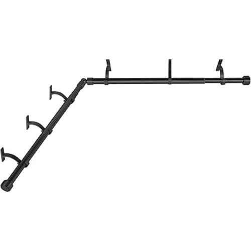 Black Corner Window Curtain Rods with Aluminum End Cap Finials and Brackets,1 Inch Diameter Bay Window Curtain Rods,2 Sided 36-72 Inch Adjustable Drapery Rod