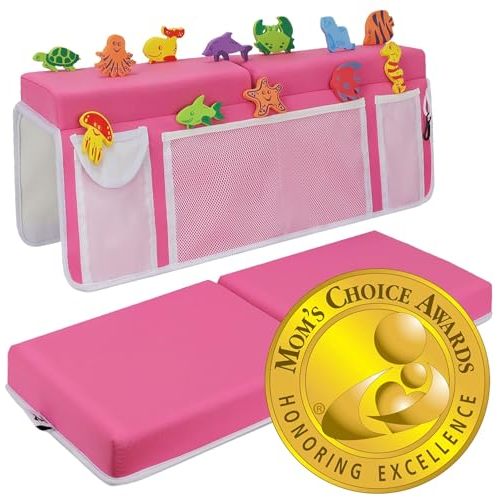 Supa Ant Baby Bath Kneeler and Elbow Rest Pad –Mom’s Choice Award Winner –US-Designed Extra Thick Bathtub Kneeling Pad with 8 Suction Cups, 5-Pocket Organizer, Non-Slip, Cushioned, Durable (Pink)