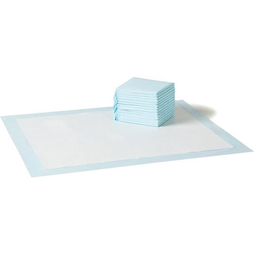Amazon Basics Leak-Proof Dog and Puppy Potty Training Pee Pads with Quick-Dry 5-Layer Design, X-Large Size 28 x 34 Inch, Blue & White, 40-Pack