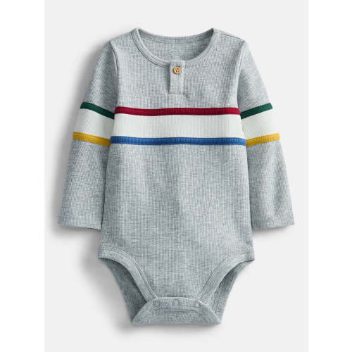 Wonder Nation Baby Boys' Thermal Henley Bodysuit with Long Sleeves, Sizes 0M-24M