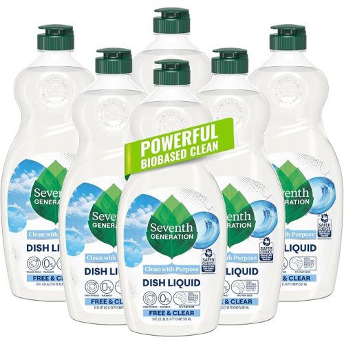 Seventh Generation Free & Clear Dish Soap, 19 oz, Pack of 6