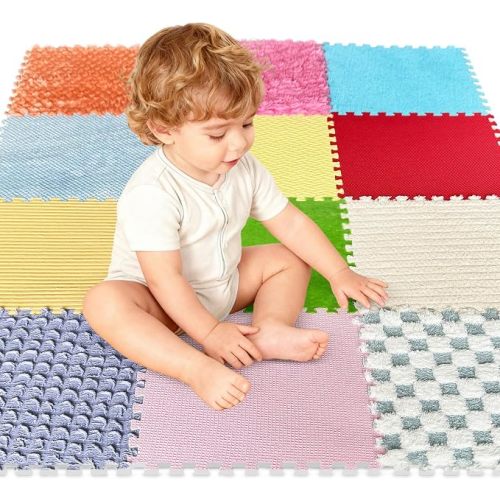 12 Set Sensory Floor Tiles, Textured Baby Play Mat