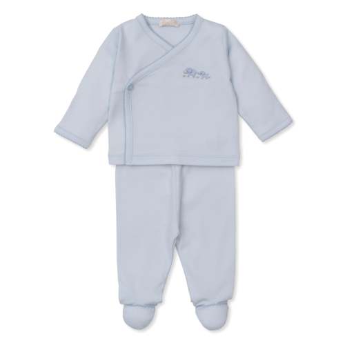 Premier Elephant Esprit Blue Hand Emb. Cross Tee & Pant Set