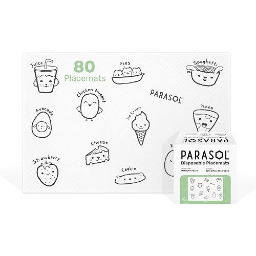 Parasol Disposable Placemats for Babies and Toddlers, 80 Count