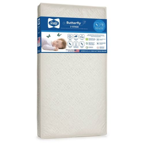 Sealy Butterfly 2-Stage Waterproof Ultra Firm Crib and Toddler Mattress