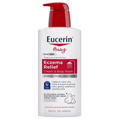 Eucerin Baby Eczema Relief Cream and Body Wash Gentle Cleanser - 13.5 fl oz: Liquid, Squeeze Bottle, Unscented