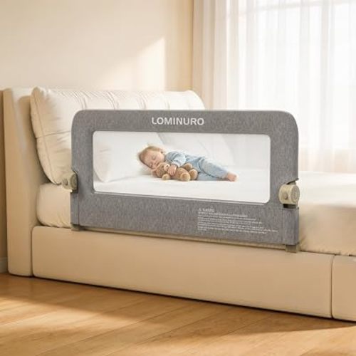 Bed Rail for Toddlers, 59in Foldable Toddler Bed Rails with Reinforced Carbon Steel Frame, Breathable Cationic Washable Fabric, Safety Bed Guard Rails for Bed, No-Tool Setup