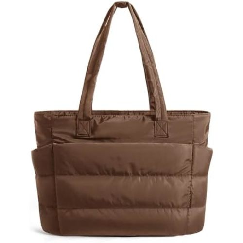 BAGSMART Tote Bag for Women, Lightweight Puffy Tote Bag with Compartments Shoulder Bag Handbag for Travel, Work, Gym