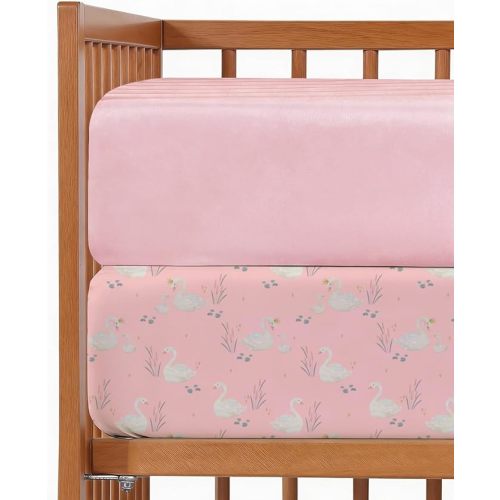 2-Pack Mini Crib Sheets Fitted - Pack N Play Sheets for Pack and Play Mattress - Stretchy Soft Microfiber Playard Bedding - Mini Toddler Bed Cover for Boys & Girls - Oeko-Tex - 38 x 24in, Space Girl