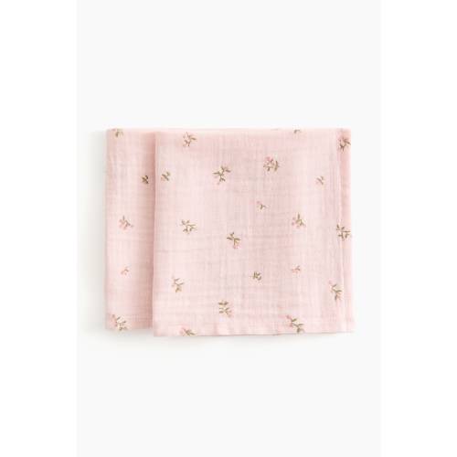 2-PACK MUSLIN CLOTHS Light pink/floral