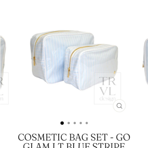 Cosmetic Bag Set - Go Glam Lt Blue Stripe