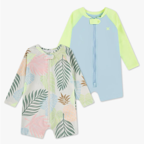 Hurley Unisex Baby 2-Pack Long Sleeve Rash Guard Coverall