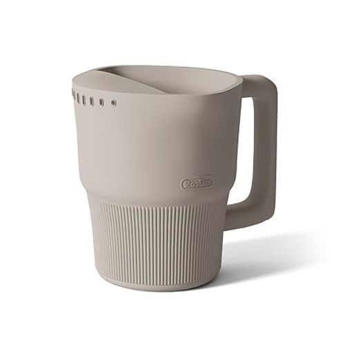 Roslim Silicone Baby Bath Rinse Cup, Shampoo & Body Rinser with Easy-Grip Handle for Rinsing Hair and Body Washing, Lightweight, Non-Toxic for Babies, Toddlers, Kids (Taupe)