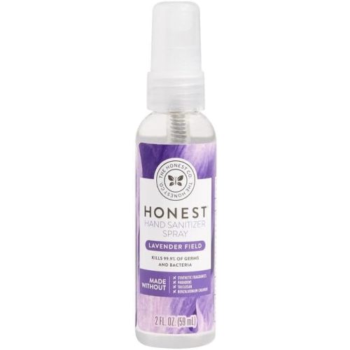The Honest Company Plant-Based Hand Sanitizer Spray Kills 99.9% of Germs Hypoallergenic Quick-drying and Moisturizing Lavender Field 2 fl oz
