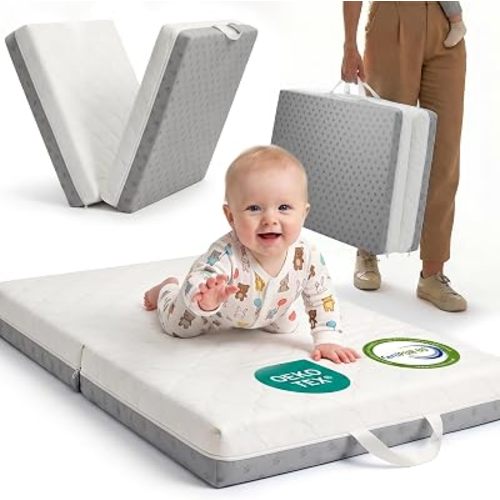 2026 New Pack and Play Mattress Pad, Bi-Fold Memory Foam 38x26x3