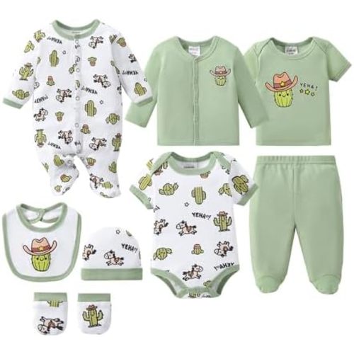 8-Pack Unisex Baby Bodysuits, 100% Cotton Soft Baby Clothes, Newborn Boy Clothes, Infant Bodysuits for 0-9 Months