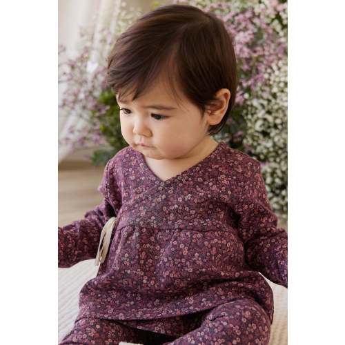 Organic Cotton Clemence Wrap Top - Fig Floral