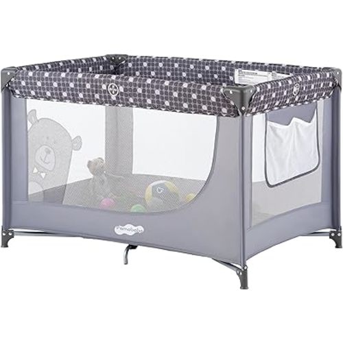 Pamo Babe Portable Crib Baby Playpen with Mattress and Carry Bag Grey