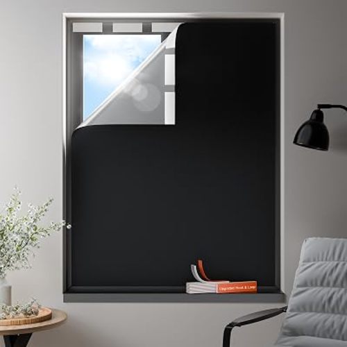 100% Blackout Curtains, Portable No Drill Window Shades, DIY Blackout Window Cover with Hook and Loop, for Bedroom, Baby Nursery, Travel, DormRoom, Apartment (64" x 72")