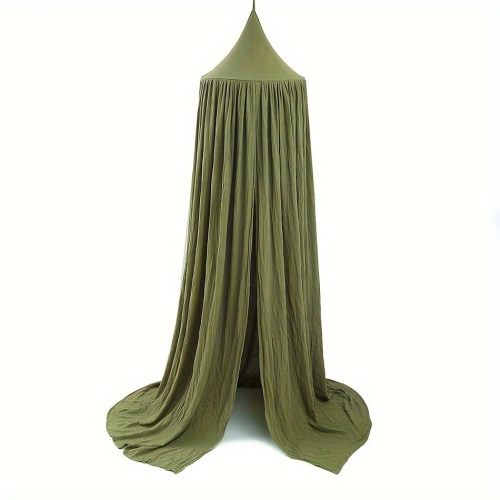 Cotton Kids Bed Canopy, Nursery Room Baby Crib Hanging Curtain Mosquito Net Hideaway Bedding Children Reading Nook Decoration, Pastel Neutral Color for Boys & Girls (Green)