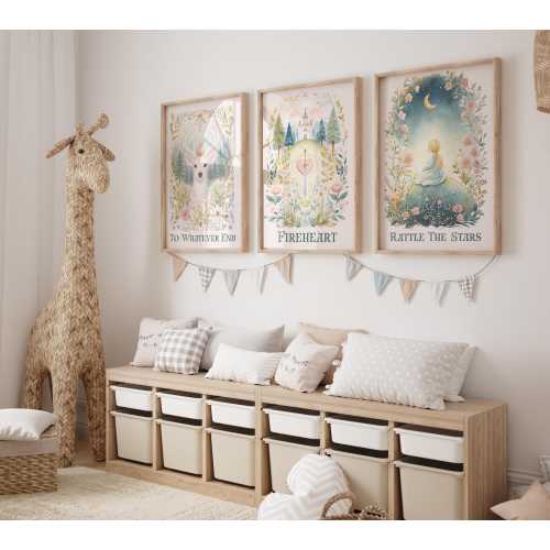 Throne of Glass Nursery Art Print | Fireheart Wall Art for Kids | Bookish Mom Gift