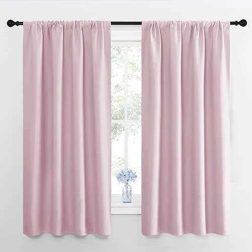 NICETOWN RV Blackout Curtains for Camper Windows, Baby Pink, 29" Wide by 50" Long, 2 PCs, Short Blackout Curtains & Drapes, Thermal Insulated Blackout Curtain Panels for Kids Room, Play Room