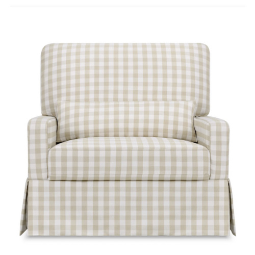 Crawford Pillowback Chair and a Half Comfort Swivel Glider in Tan Ging | Over The Moon