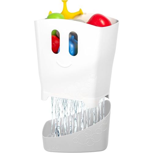 Ubbi Freestanding Bath Toy Organizer Bath Caddy with Removable Drying Rack Bin and Scoop for Toddlers and Baby, Gray