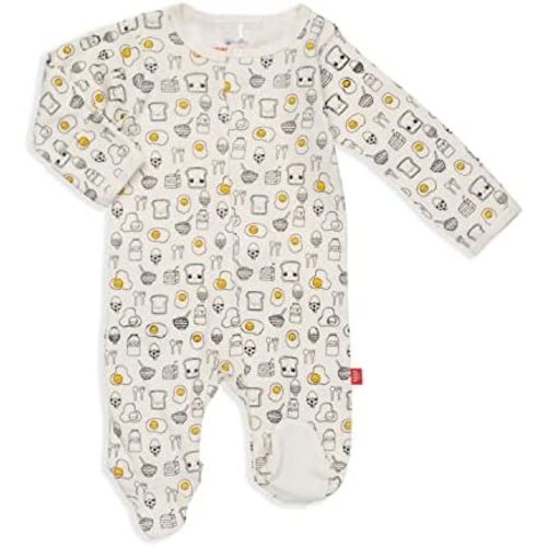 Magnetic Me 100% Organic Cotton Magnetic Baby Footie Pajamas | Super Soft Cotton Fabric | Breakfast Club | 0-3 Months