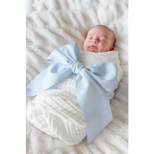 Personalized Newborn Bow Sash in Light Dusty Blue | Caden Lane