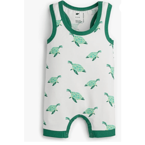monica + andy Racerback Shortall, 100% Organic Baby Clothes for Boys, Baby Romper, Sizes For Preemie, Newborn & Infant