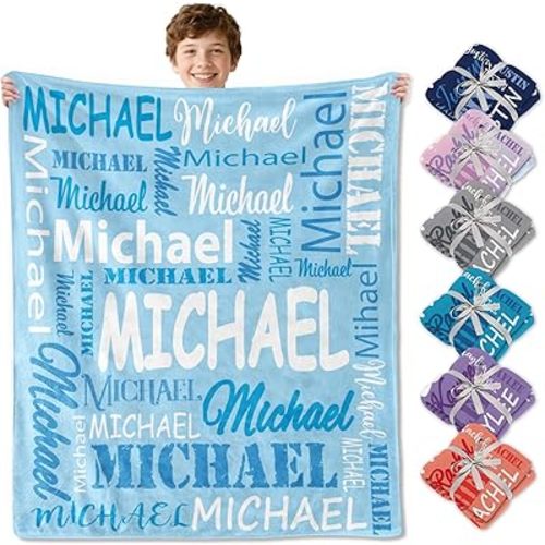 Ships Next Day, Personalized Blankets and Throws Custom Blanket with Name Customized Flannel Blanket for Kids Christmas Blanket Gifts for Teen Girls Boys