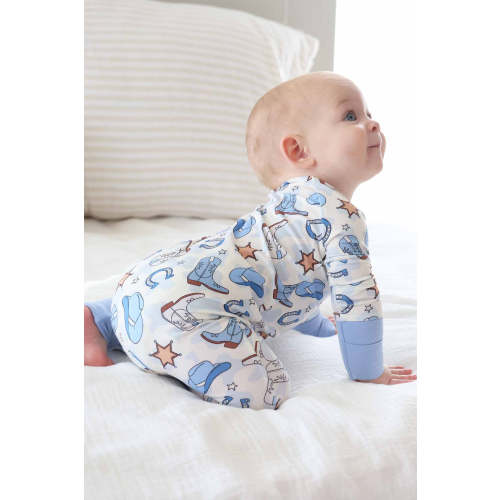 Rodeo Dreams Convertible Zip Romper in Blue | Caden Lane