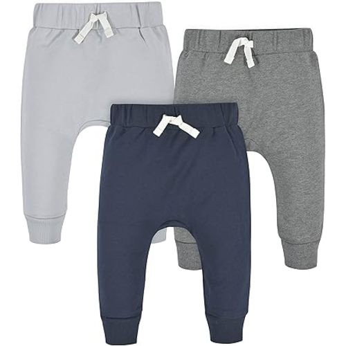 Gerber Baby-Boys Toddler 3-Pack Jogger Pants - 0-3 Months - Navy/Gray