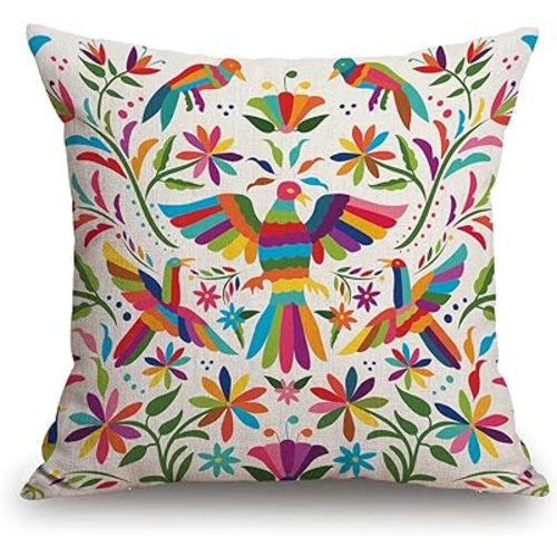 TSSOHU Throw Pillow Cover Colorful Mexican Style Pillow Case Decorative 18 x 18 Inches Outdoor Cushion Couch Sofa Pillowcases