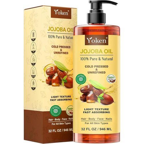 32 fl oz 100% Pure Jojoba Carrier Oil for Skin, Face, Hair, Nails, and Massage