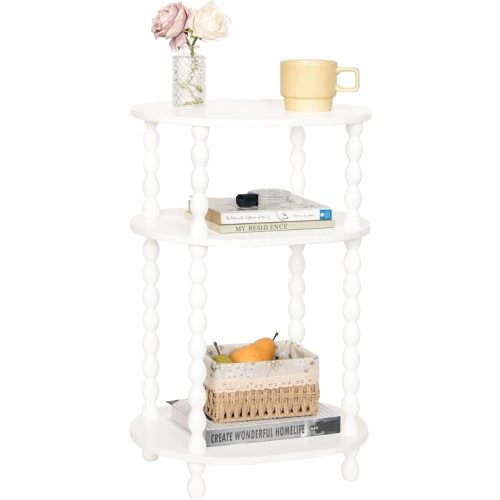 AWASEN White Side Table, Small End Table Living Room, 3-Tier Accent Table