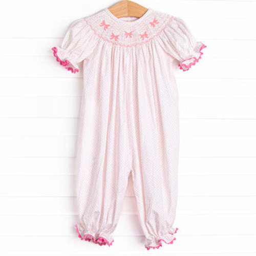 Bow Beauty Smocked Romper, Pink – Stitchy Fish